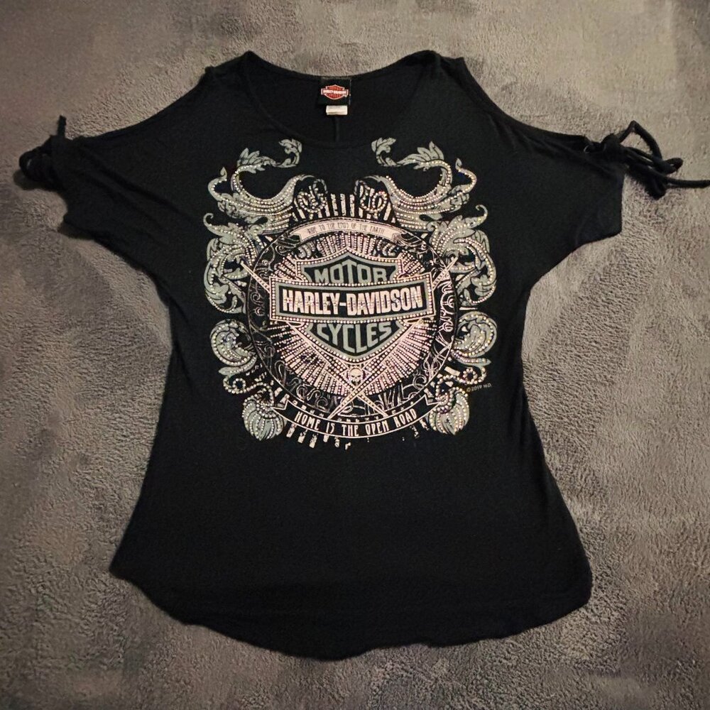 Harley-Davidson Women's Cold Shoulder T-Shirt Size S (fits size Large)